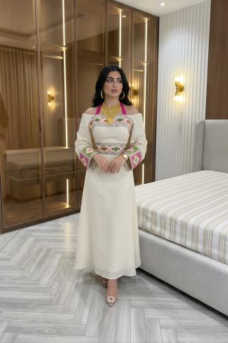 جلابيات العيد - جلابية نسائية بتطريز كمبيوتر فاخر