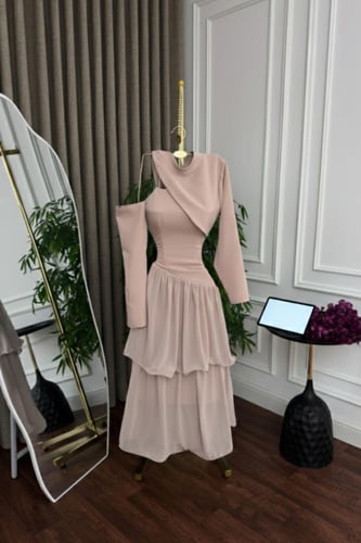 فستان العيد الهبه الجديدة 2026 لون بيج