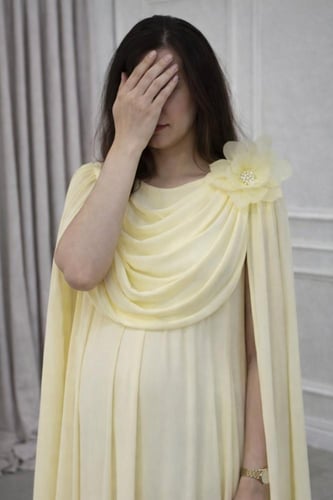 فستان حوامل شيفون ناعم ليموني