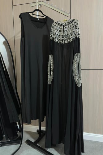 جلابية نسائية شيفون بتطريز فاخر مناسبة للحوامل