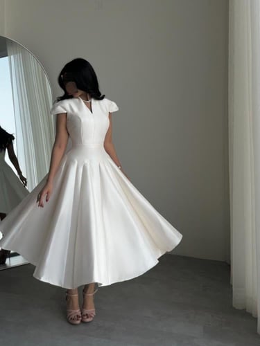 فستان سهره قصير ابيض كسرات