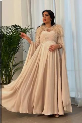 فستان سهره حوامل بيج فاتح