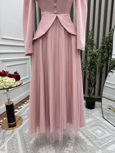 فستان وردي أنيق -فستان يوم العيد