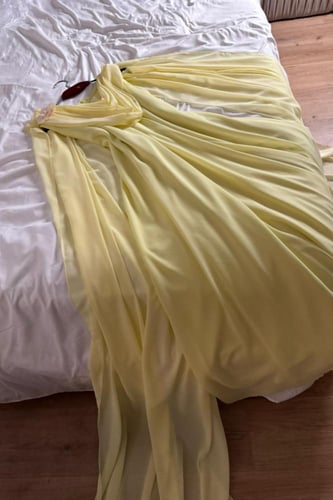 فستان حوامل شيفون ناعم ليموني