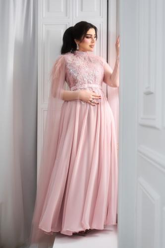 فستان سهرة وردي فخم للحوامل 2025 - فستان حوامل مري...