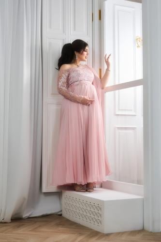 فستان سهرة للحوامل أنيق بكتف واحد - فساتين حوامل 2...