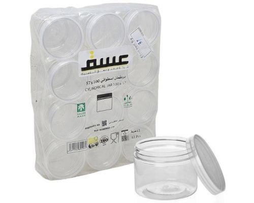 برطمان اسطواني 50/57 مل غطاء شفاف ( كرتون 240 )