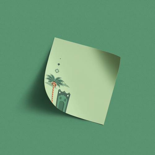 Adhesive paper, Khair Group, our land, coffee, and dates