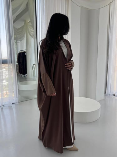 Taupe Brown Half Bisht Abaya