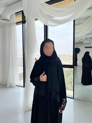 Black Lace Panel Abaya