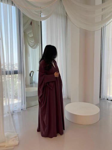 Muted Berry Half Bisht Abaya