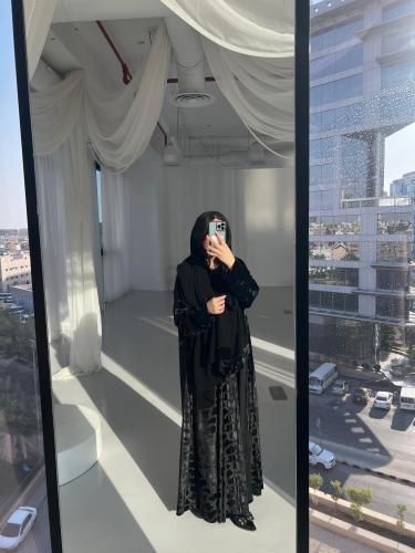 ⁠Soft Black Printed Velvet - A Line Cut