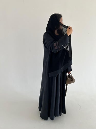 Washed Silk Black Abaya