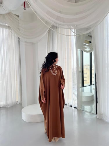 Brown Embroidered Dress