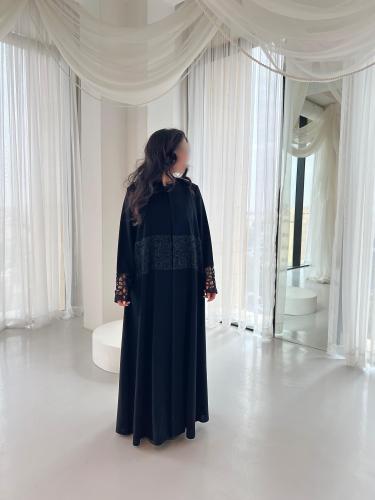 Black Lace Panel Abaya