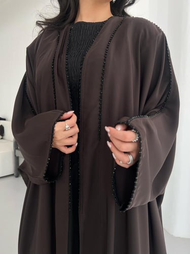 Deep Brown Half Bisht Abaya