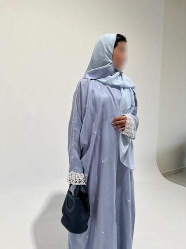Washed Silk Baby Blue Abaya