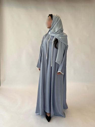 Washed Silk Baby Blue Abaya & Dress