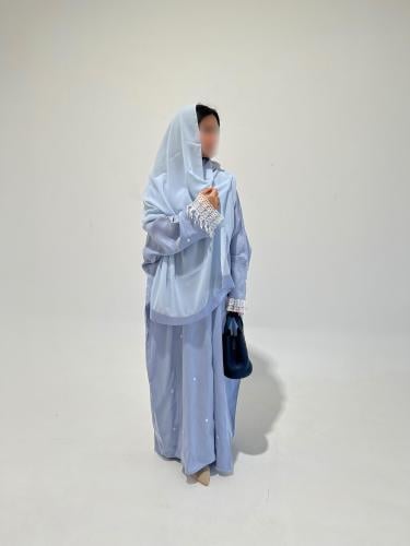 Washed Silk Baby Blue Abaya