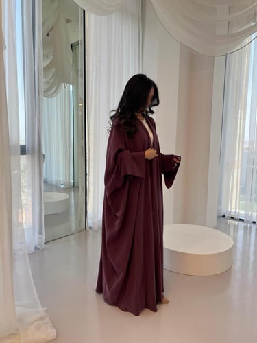 Muted Berry Half Bisht Abaya