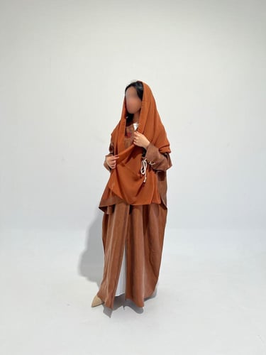 Washed Silk Brown Abaya