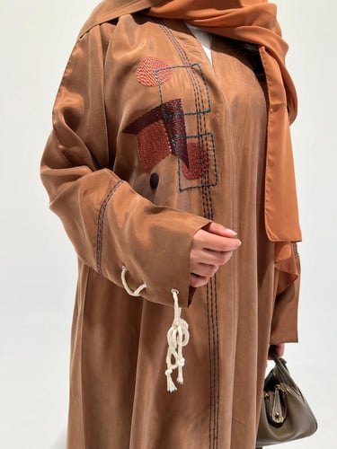 Washed Silk Brown Abaya