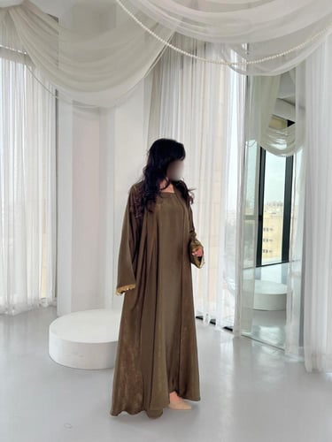 Olive Silk Flow Abaya - A line