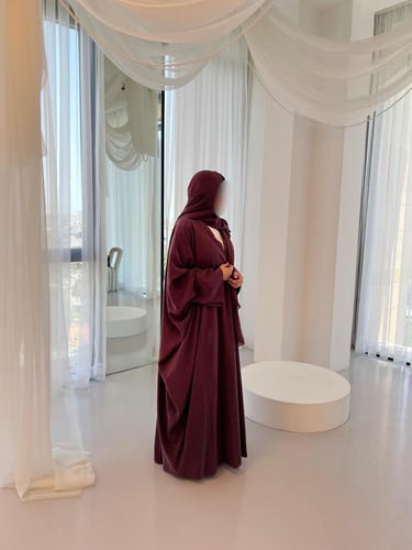 Muted Berry Half Bisht Abaya