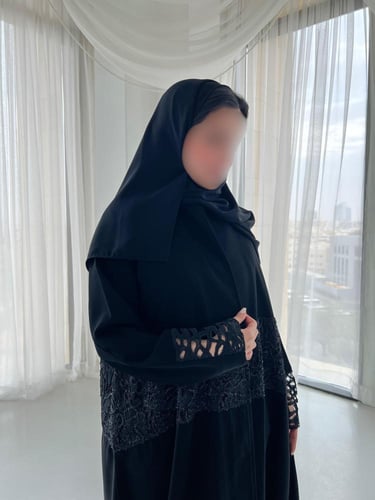 Black Lace Panel Abaya