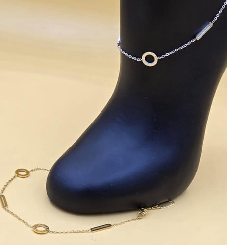 خلخال نسائي أنيق مصنوع من الستانلس ستيل المتين عال...