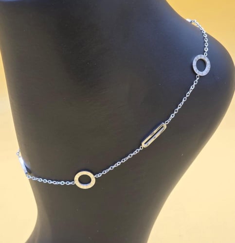 خلخال نسائي أنيق مصنوع من الستانلس ستيل المتين عال...