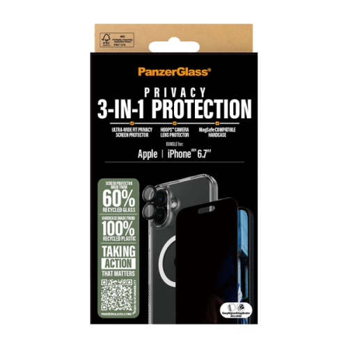 بانزر جلاس-SAFE بكج حماية 3 في 1 ايفون 16 بلس - شا...