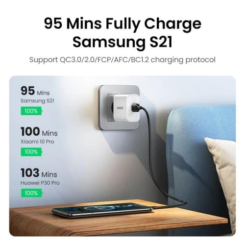 يوجرين -سلك شاحن من USB إلى USB-C مضفر بطول 3 م -...
