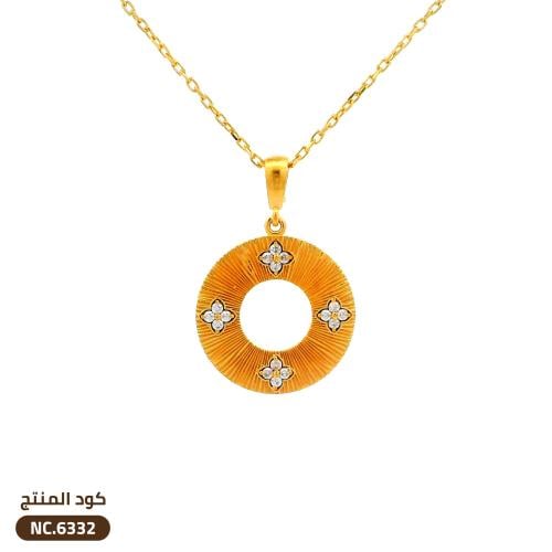 قلادة دائرية مزينة بالزركون ذهب عيار 21 (NC.6332)