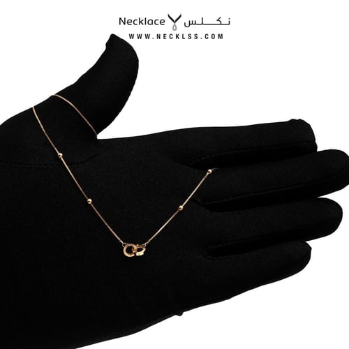 قلادة ذهب عيار 18 تصميم دائرتين بلمسة أنيقة (NC.57...