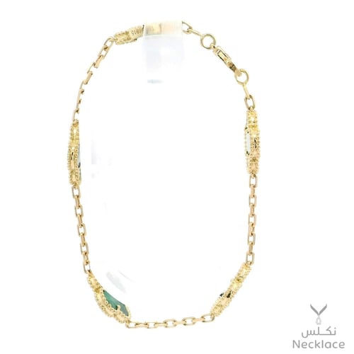 اسوارة ذهب عيار 18 حجر أخضر أنيق (SW.5301)