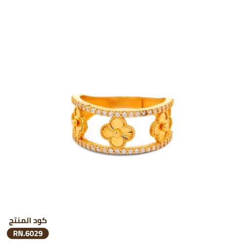 خاتم زهور كلوفر ذهب عيار 21 (RN.6029)