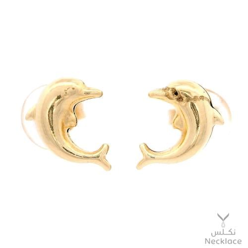 حلق بتصميم الدلفين ذهب عيار 18 (ER.0515)