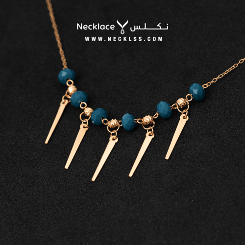 قلادة خرزات فيروزية ذهب عيار 21 ( NC.0806 )