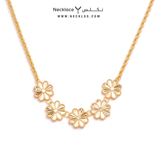 طقم ذهب نسائي أنيق بتصميم أزهار عيار 21 (TK.5215)