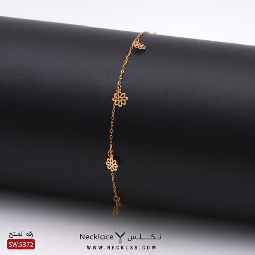إسوارة ذهب عيار 18 تصميم زهرة رقيقة (SW.5372)