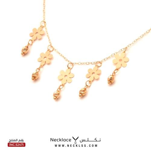 قلادة ذهب عيار 21 تصميم أزهار فاخرة (NC.5247)