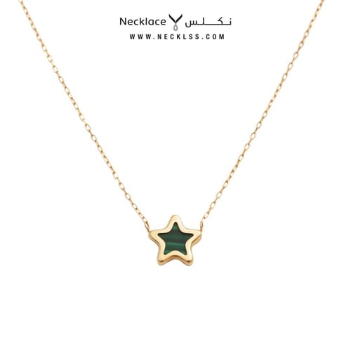 قلادة ذهب عيار 18 تصميم نجمة لون زيتي فاخر (NC.570...