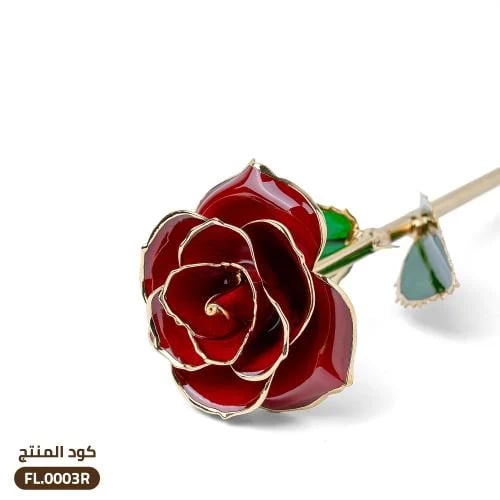 وردة الجوري باللون الأحمر مطلية بالذهب (FL.0003R)