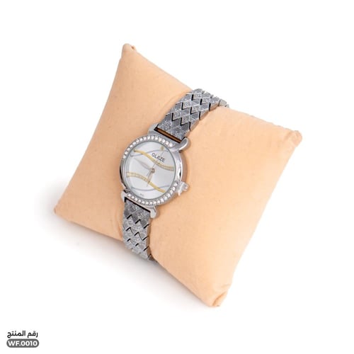 ساعة يد جلاز نسائية بتصميم فضي فريد (WF.0010)