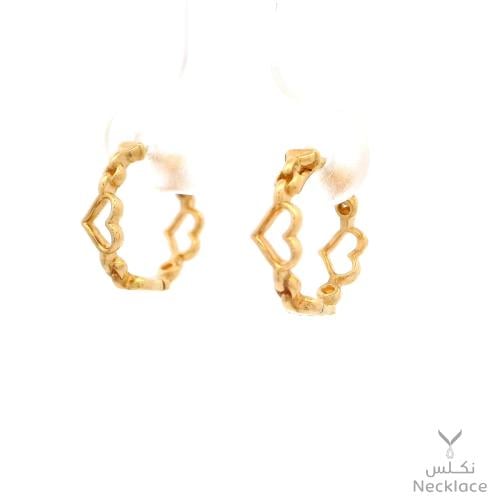 حلق ذهب بتصميم قلوب عيار 18 (ER.5385)