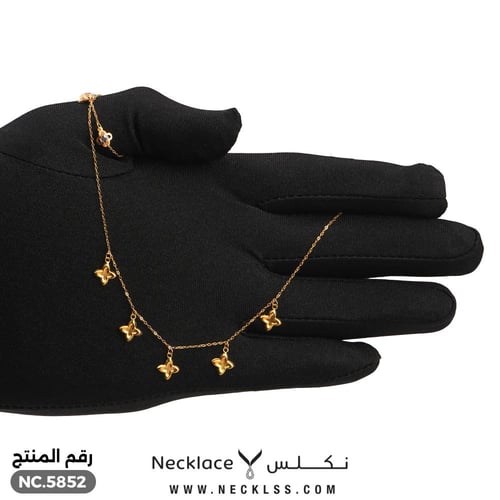 قلادة ذهب عيار 21 بتصميم زهري فاخر (NC.5852)