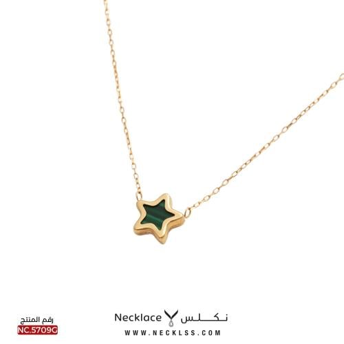 قلادة ذهب عيار 18 تصميم نجمة لون زيتي فاخر (NC.570...