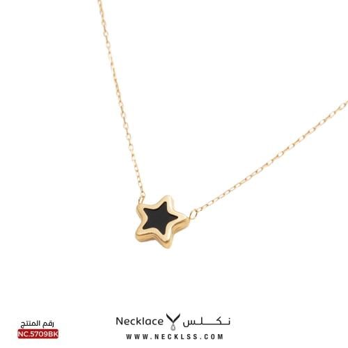 قلادة ذهب عيار 18 نجمة بلمسة سوداء أنيقة (NC.5709B...