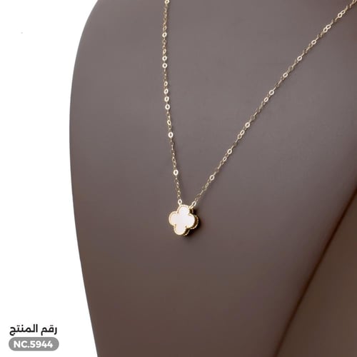 قلادة ذهب عيار 18 بتصميم لؤلؤي أبيض (NC.5944)